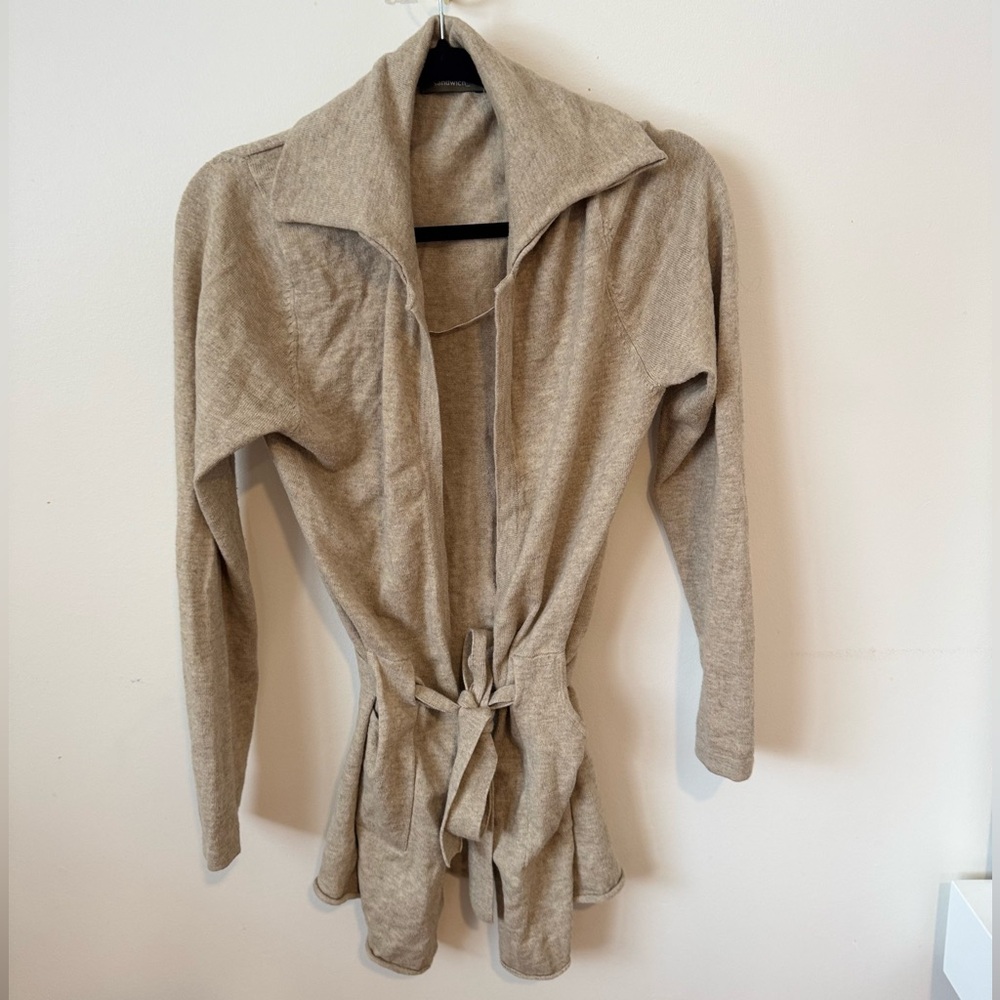 Sandwich Tie Front Knit Cardigan